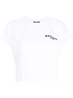 Balmain укороченная футболка с логотипом