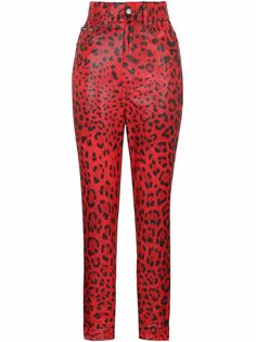 Dolce & Gabbana брюки с леопардовым принтом и завышенной талией