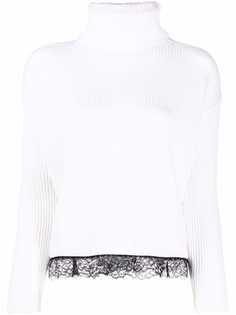 RED Valentino шерстяной джемпер с высоким воротником и кружевом