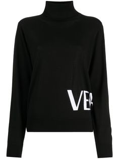 Versace шерстяной джемпер вязки интарсия с логотипом