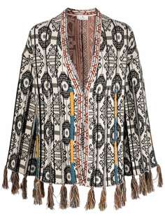 ETRO жаккардовый кардиган с бахромой