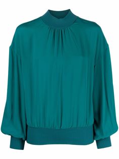 Boutique Moschino креповая блузка с высоким воротником и сборками
