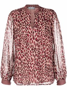 LIU JO блузка с леопардовым принтом и прозрачными рукавами