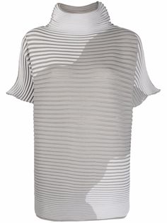 Issey Miyake блузка в рубчик с высоким воротником