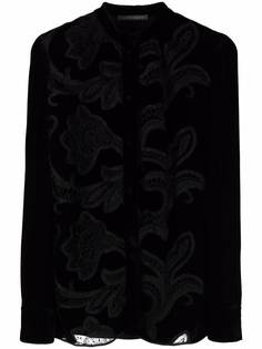 Alberta Ferretti рубашка с цветочной вышивкой