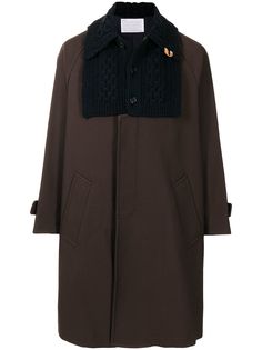Kolor однобортное пальто с контрастным воротником