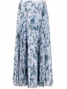 Erdem плиссированная шелковая юбка с цветочным принтом