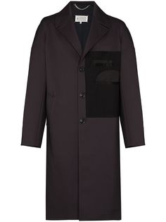 Maison Margiela однобортное пальто с контрастной вставкой