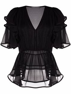 Alberta Ferretti шелковый топ с оборками