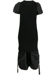 sacai двухслойное платье миди