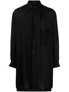 Yohji Yamamoto длинная рубашка оверсайз с завязками