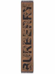 Burberry шарф вязки интарсия с логотипом и бахромой