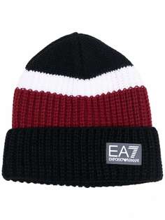 Ea7 Emporio Armani шапка бини с нашивкой-логотипом