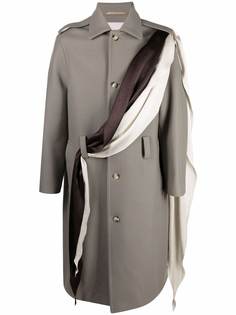 Nanushka однобортное пальто с декоративным платком