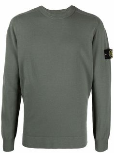Stone Island толстовка из смесовой шерсти с нашивкой-логотипом