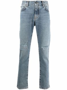 Off-White DIAG PKT DISTRESS SKINNY JEAN BLEACH IND