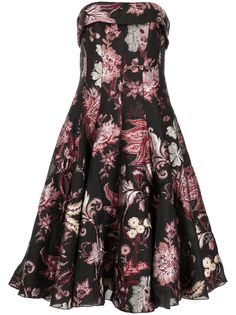 Marchesa Notte жаккардовое платье с цветочным узором