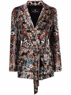 ETRO бархатный блейзер с поясом