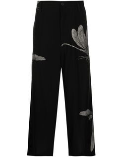Yohji Yamamoto шелковые брюки с принтом
