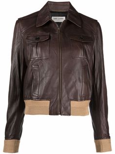 Saint Laurent куртка с жатым эффектом и карманами