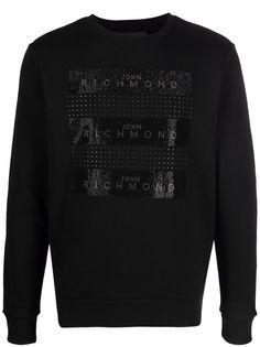 John Richmond rhinestone-logo fleece sweatshirt