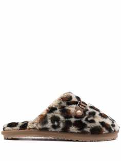 Mou shearling leopard-print slippers