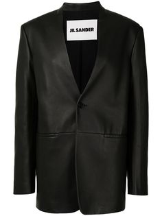 Jil Sander однобортный кожаный блейзер