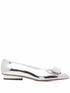 Salvatore Ferragamo балетки с бантом и эффектом металлик