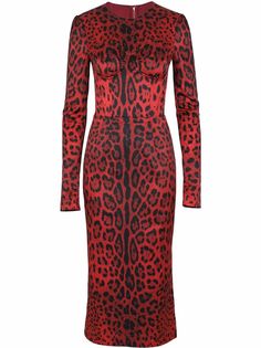 Dolce & Gabbana платье миди с леопардовым принтом