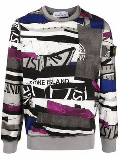 Stone Island толстовка в технике пэчворк с логотипом