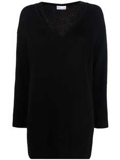 RED Valentino джемпер в рубчик с кружевной вставкой