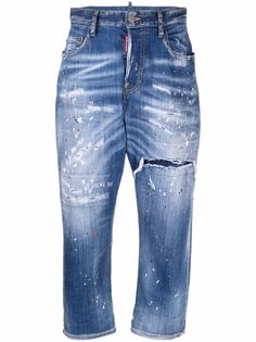 Dsquared2 укороченные джинсы с эффектом разбрызганной краски