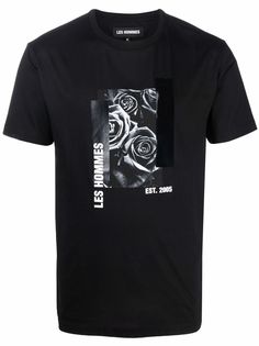 Les Hommes футболка с логотипом и цветочным принтом