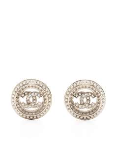 Chanel Pre-Owned серьги-клипсы с логотипом CC
