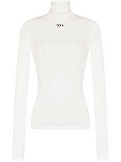 Off-White sheer logo print turtleneck top