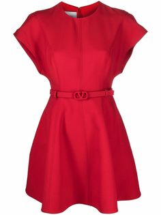 Valentino belted VLogo A-line dress