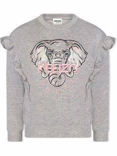 Kenzo Kids logo-embroidered ruffle sweatshirt