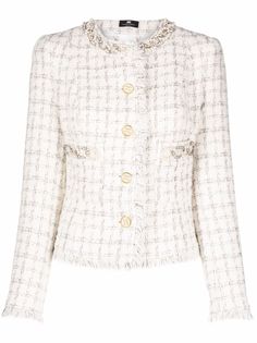 Elisabetta Franchi embellished tweed check jacket