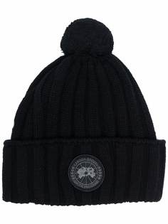 Canada Goose logo patch beanie hat