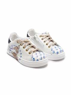 Monnalisa heart-print lace-up trainers