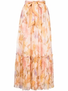 ZIMMERMANN Tempo peony-print silk skirt