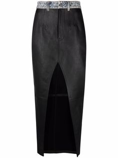 Alexander Wang front slit long leather skirt