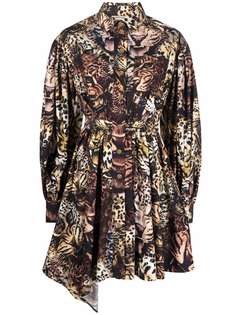 Roberto Cavalli leopard cat-print pleated dress