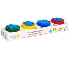 Набор для детского творчества Dream Makers Genio Kids Пальчиковые краски со штампиками, 4 цвета