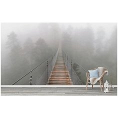 N00905 Фотообои Флизелиновые с виниловым покрытием 3Д "Мост в туманном лесу" 500х270 см Barton Wallpapers