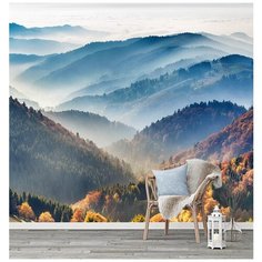 N01003 Фотообои Флизелиновые с виниловым покрытием Природа 3Д "Туманные горы" 300х270 см Barton Wallpapers