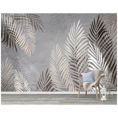 N00704 Фотообои Флизелиновые с виниловым покрытием 3Д "Пальмовые листья" 400х270 см Barton Wallpapers