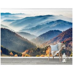 N01004 Фотообои Флизелиновые с виниловым покрытием 3Д Природа "Туманные горы" 400х270 см Barton Wallpapers