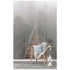 N00902 Фотообои Флизелиновые с виниловым покрытием 3Д "Мост в туманном лесу" 200х270 см Barton Wallpapers