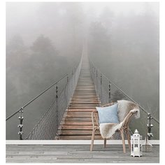 N00903 Фотообои Флизелиновые с виниловым покрытием 3Д "Мост в туманном лесу" 300х270 см Barton Wallpapers